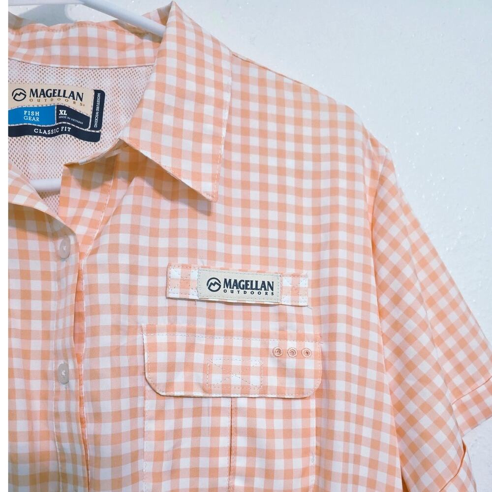 Magellan Southern Summer Fishing Shirt Dress Peach Parfait Gingham Size XL NEW - Picture 11 of 16
